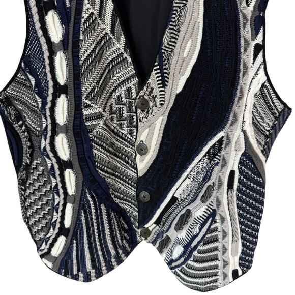 Vintage TUNDRA CANADA Vest Mens Medium Sweater 3D Textured Biggie 80s 90s - Picture 4 of 9